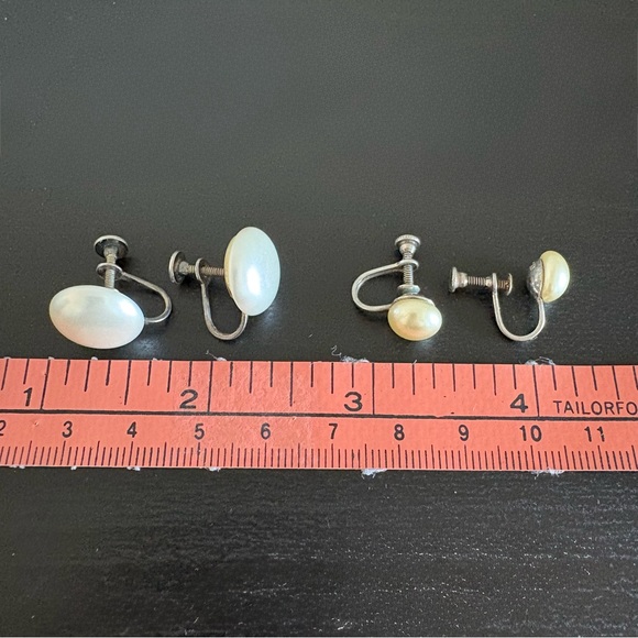 Vintage Sterling Silver Faux Pearl Earrings - Picture 9 of 9